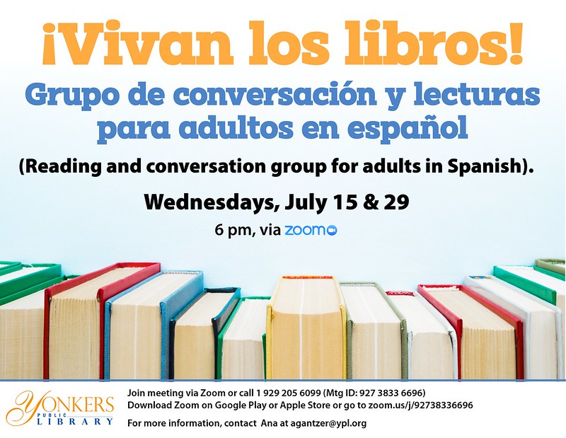 ¡Vivan los libros! Grupo de conversación y lectura para adultos en español image ¡Vivan los libros! Grupo de conversación y lectura para adultos en español image